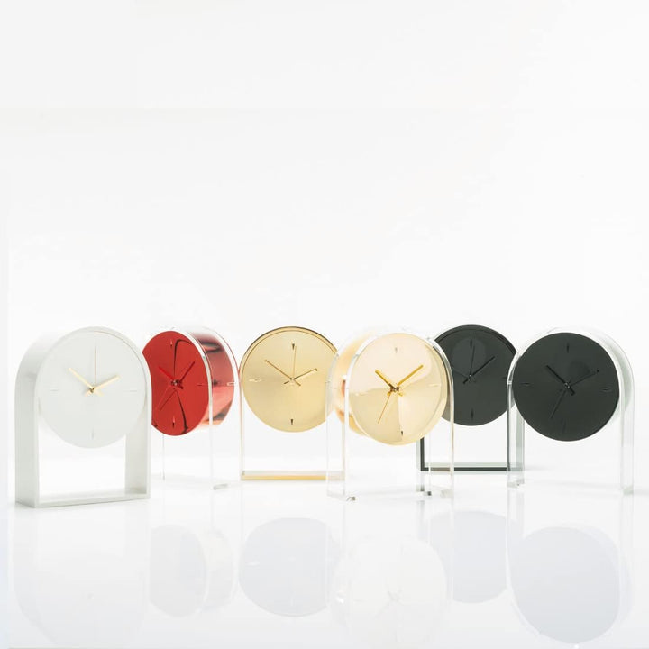 Kartell Air du Temps Tischuhr, Plastik, Kristallklar/gold, 21.5 x 8 x 30 cm, Kristallklar/Gold