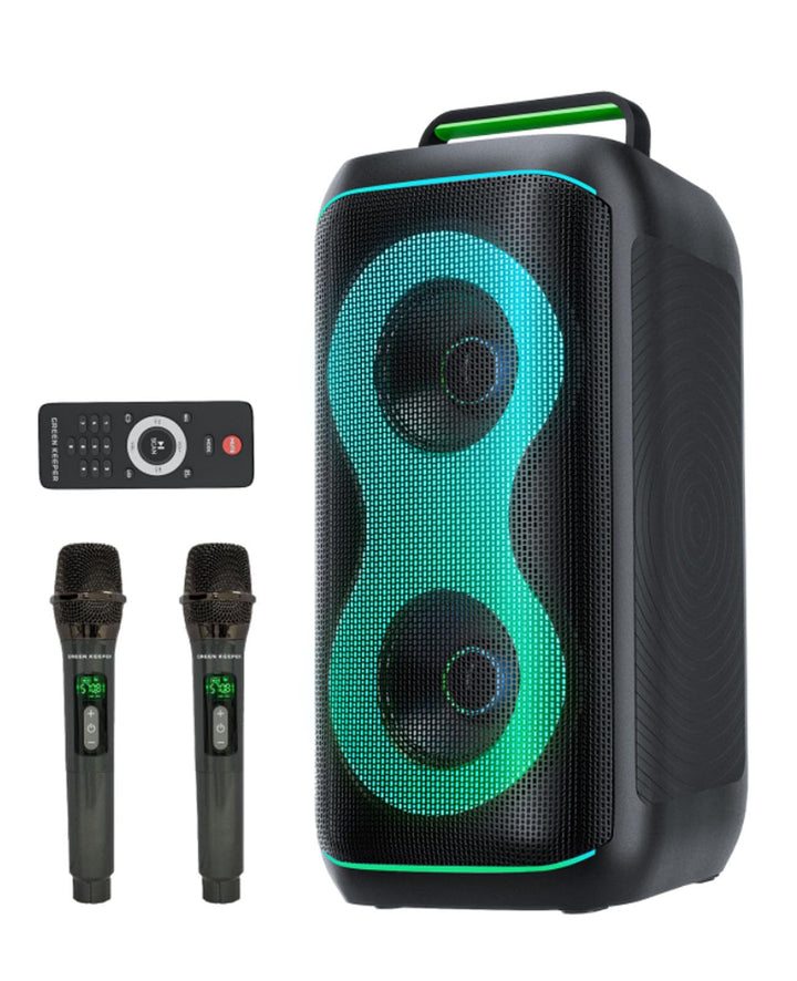 GKD61 Karaoke-Maschine für Erwachsene, 2 Kabellose UHF-Mikrofone, 400W Spitzenleistung, Tragbarer Bl