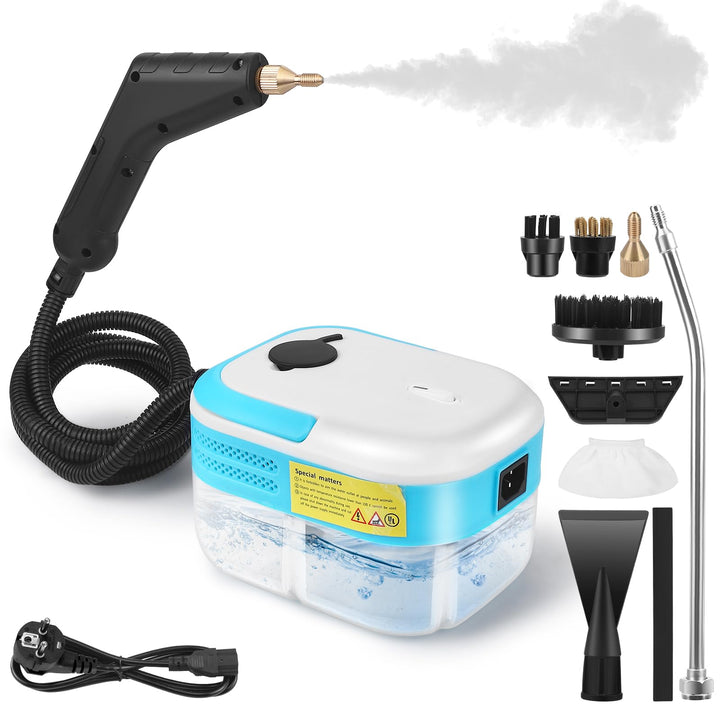 Handdampfreiniger 7-in-1, 1500W | 1,2L Wassertank für Küche & Bad | Hochdruck-Dampfgarer (3BAR) gege