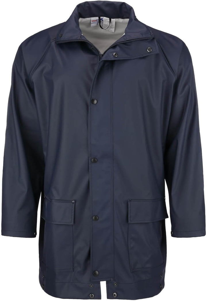 modAS Unisex PU-Regenanzug Profi - Set aus Regenjacke und Regenhose winddicht wasserdicht S Navy, S