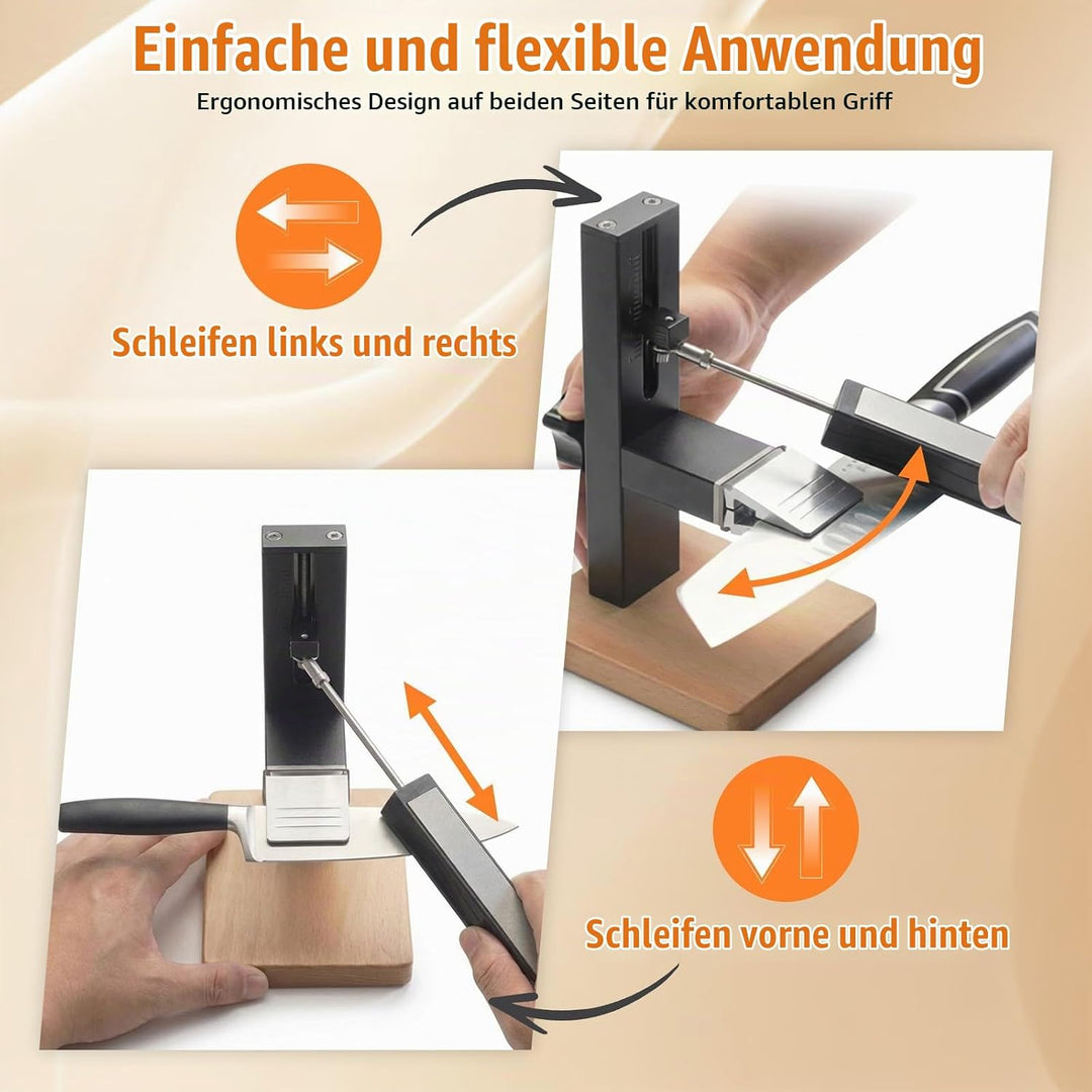Manueller Messerschärfer mit 4 Diamantsteinen, Universelles Schärfwerkzeug, Verstellbarem Schärfwink