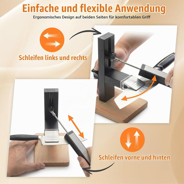 Manueller Messerschärfer mit 4 Diamantsteinen, Universelles Schärfwerkzeug, Verstellbarem Schärfwink