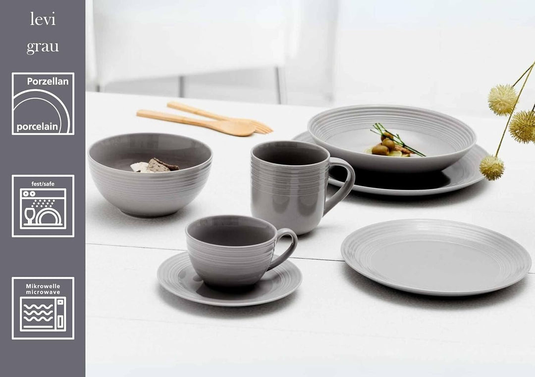 Ritzenhoff & Breker Levi Dessertteller 6er Set, 21 cm, Frühstücksteller mit feinem Rillenrelief, Ska