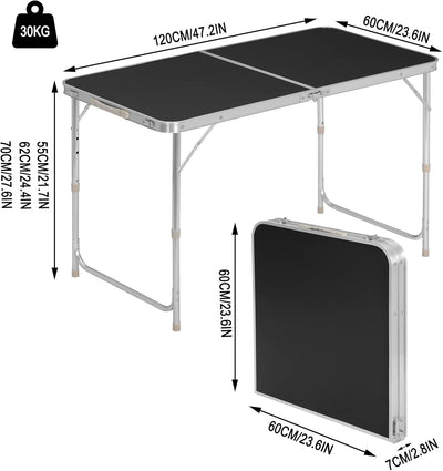 WOLTU Campingtisch Klapptisch Gartentisch Arbeitstisch Balkontisch höhenverstellbar Aluminium MDF Sc