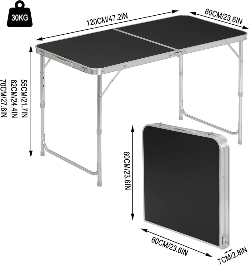 WOLTU Campingtisch Klapptisch Gartentisch Arbeitstisch Balkontisch höhenverstellbar Aluminium MDF Sc