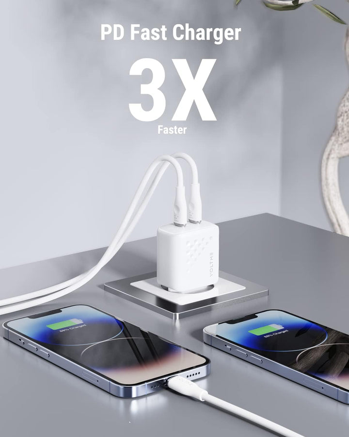VOLTME USB C Ladegerät Doppelt 35W V-Dynamic GaN III Ladegerät, 2-Port USB C Schnellladegerät PD3.0