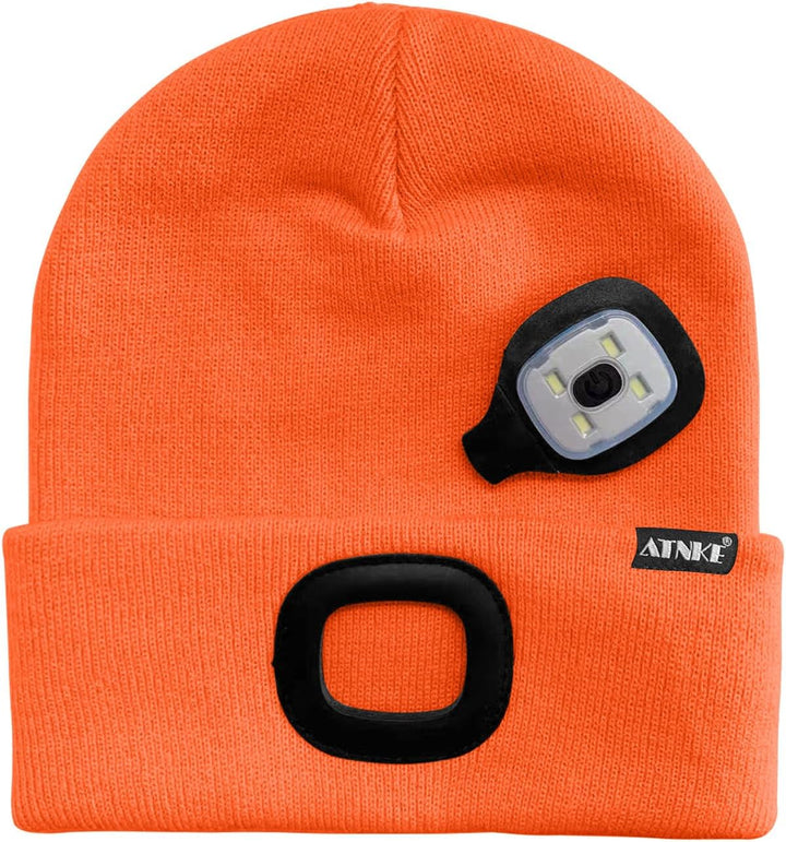 ATNKE LED Beleuchtete Mütze,Wiederaufladbare USB Laufmütze mit Licht Extrem Heller 4 LED Lampe Winte