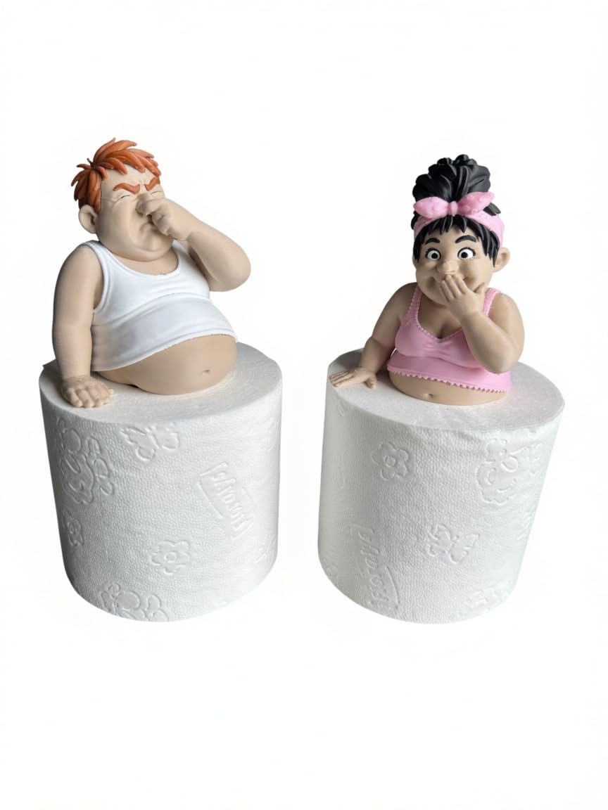 Lustiges Toilettenrollenhalter Paar | Mann &amp; Frau auf Klopapierrolle | Badezimmer Deko Idee| Witzige