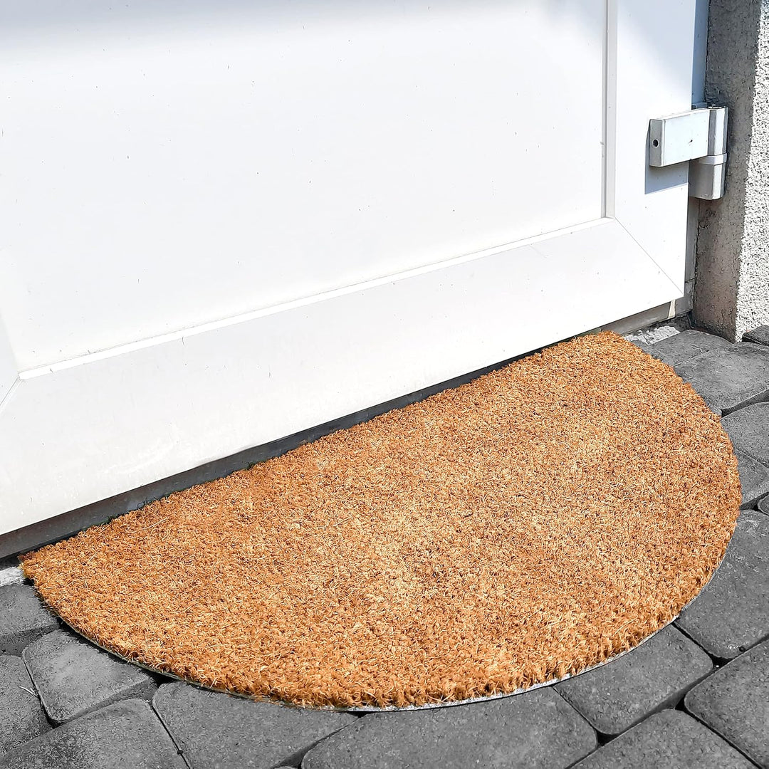 Carpido rutschfeste Kokosmatte - 60 x 90 cm Halbrund Natur - Nachhaltige Naturfaser für den überdach