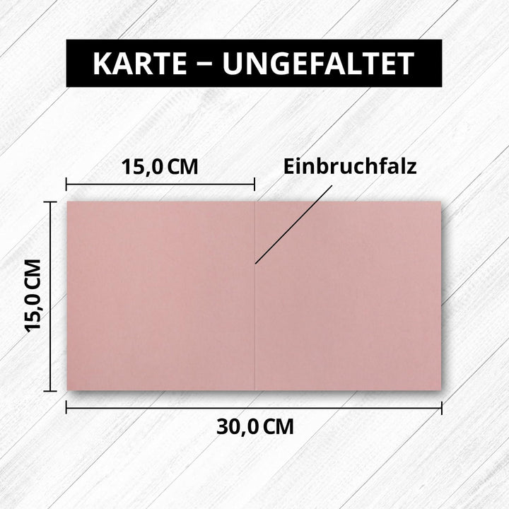 Quadratische Falt-Karten 15 x 15 cm - Altrosa (Rosa) - 500 Stück - formstabil - für Drucker geeignet