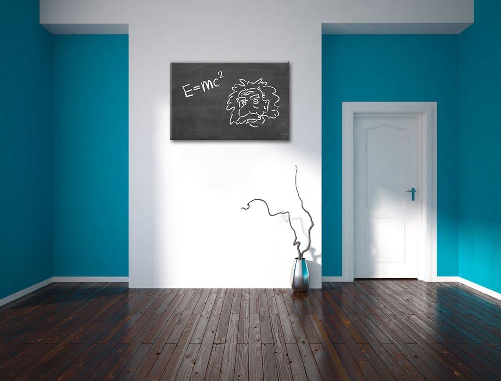 Albert Einstein M=c Format: 100x70 auf Leinwand, XXL riesige Bilder fertig gerahmt mit Keilrahmen, K