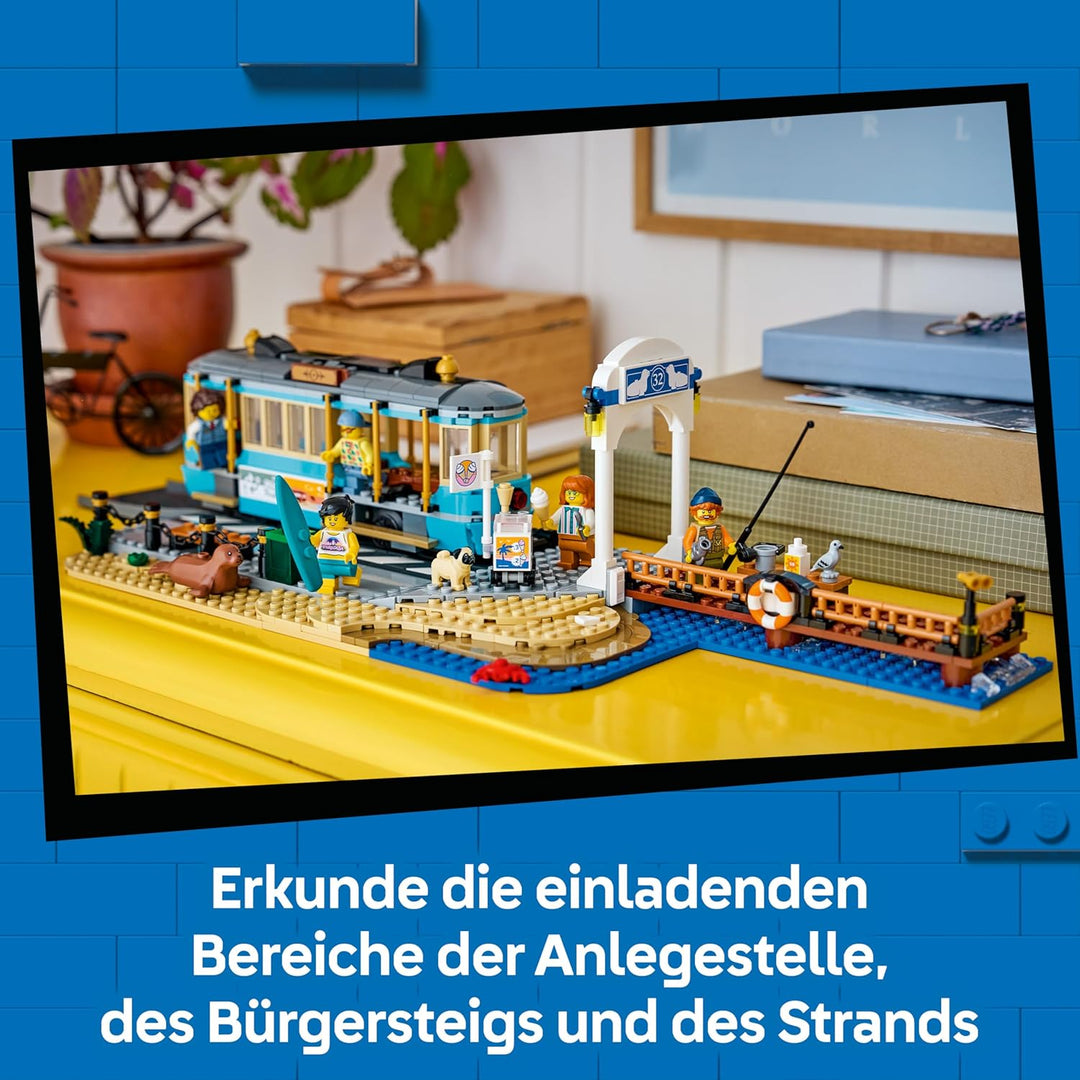 LEGO City Klassische Strandstrassenbahn Spielzeug - Modellbau mit Schienenstrecke, Strassenszene, 5
