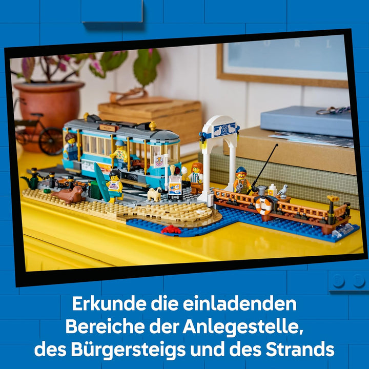 LEGO City Klassische Strandstrassenbahn Spielzeug - Modellbau mit Schienenstrecke, Strassenszene, 5