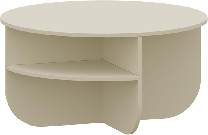[en.casa] Couchtisch Reykhon Wohnzimmertisch Ø80 x 41 cm Sofatisch mit 2 Ablageflächen Kaffeetisch r