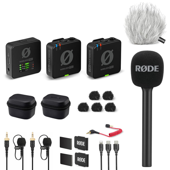 Rode Wireless Pro Mikrofon-Set mit Interview GO Handadapter und keepdrum Fell-Windschutz