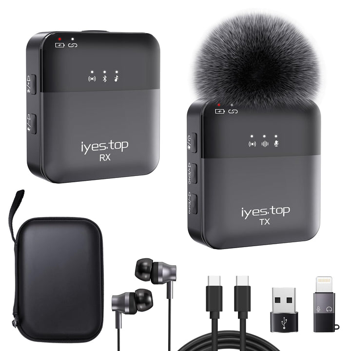 Lavalier Mikrofon Kabellos für iPhone/iPad/USB C Handy - Wireless Mini Ansteckmikrofon mit Echtzeit-