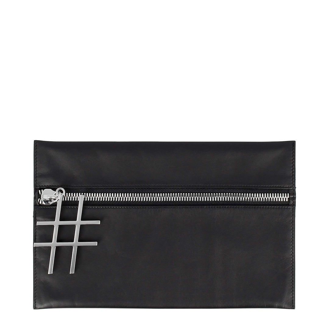 DUDU Damen Pochette Elegant aus Leder mit Reissverschluss für Makeup und Handy Schwarz, Schwarz