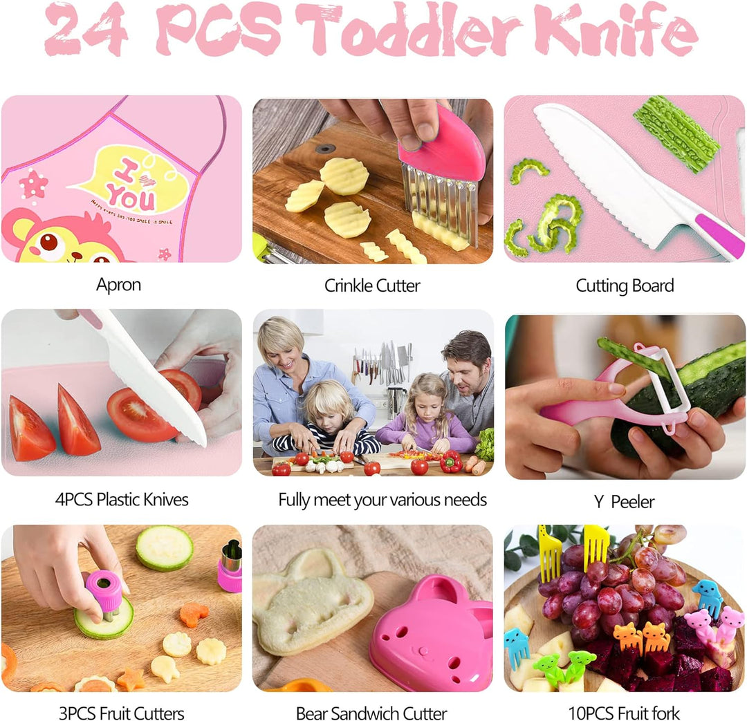 FIRITHYC Kinder-Küchenmesser-Set, Kinder-Messer-Set enthalten gezackte Kanten Kunststoff Kleinkind M