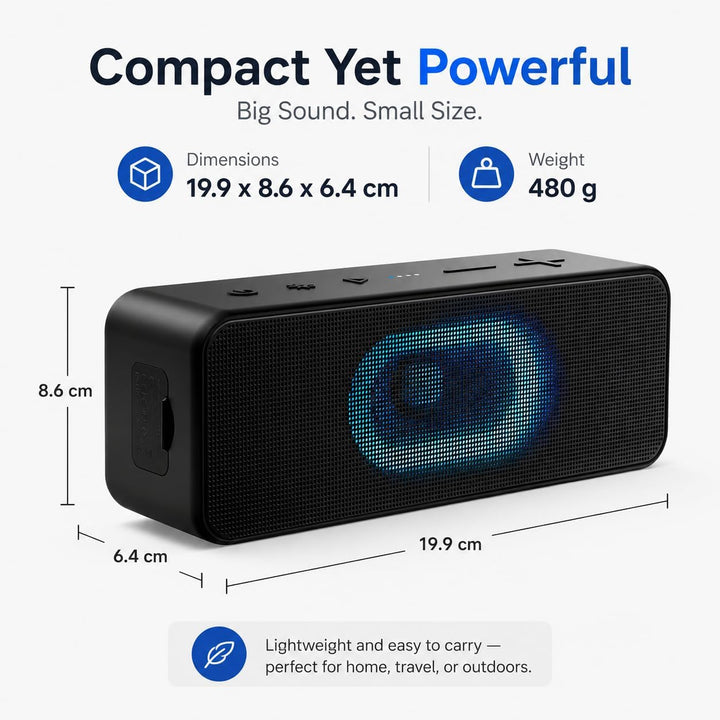 Ortizan Bluetooth Lautsprecher, Musikbox Bluetooth 5.3, Dualen Bass-Treibern, 24H Akku, 6 Lighting E