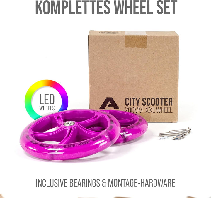 Apollo City Scooter 200mm Ersatzräderset - Pro Wheels mit ABEC 7 Kugellager, Roller Rad Ersatz-Räder