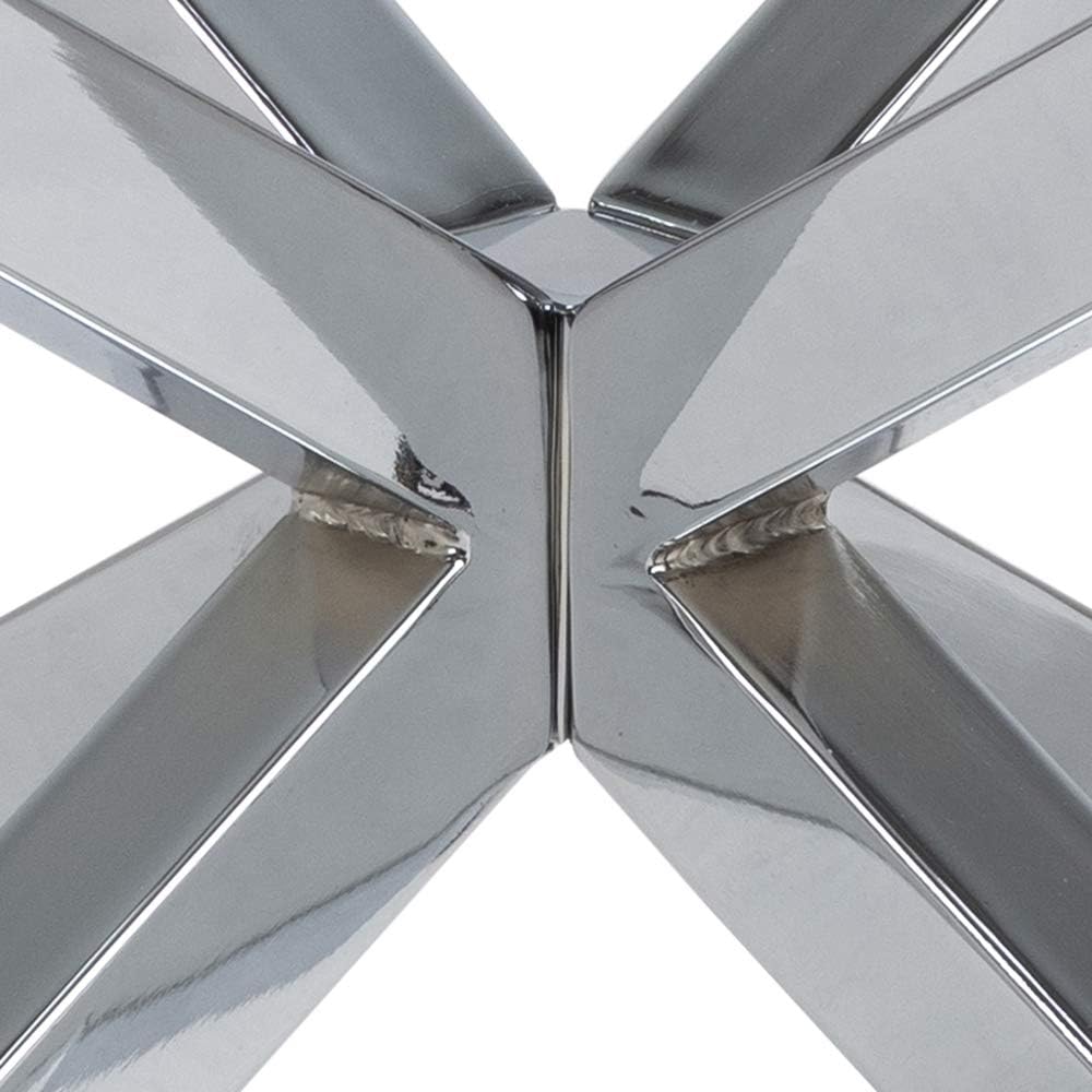 AC Design Furniture Heather runder Couchtisch aus Glas, Beistelltisch, Glastisch mit Metallgestell,