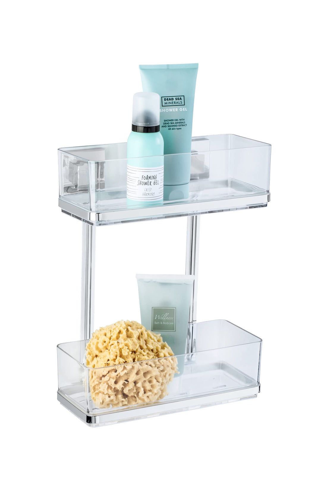 WENKO Vacuum-Loc® Badezimmer Wandregal Quadro Duo, ohne Bohren, mit 2 Etagen, rostfreie Edelstahl Ha