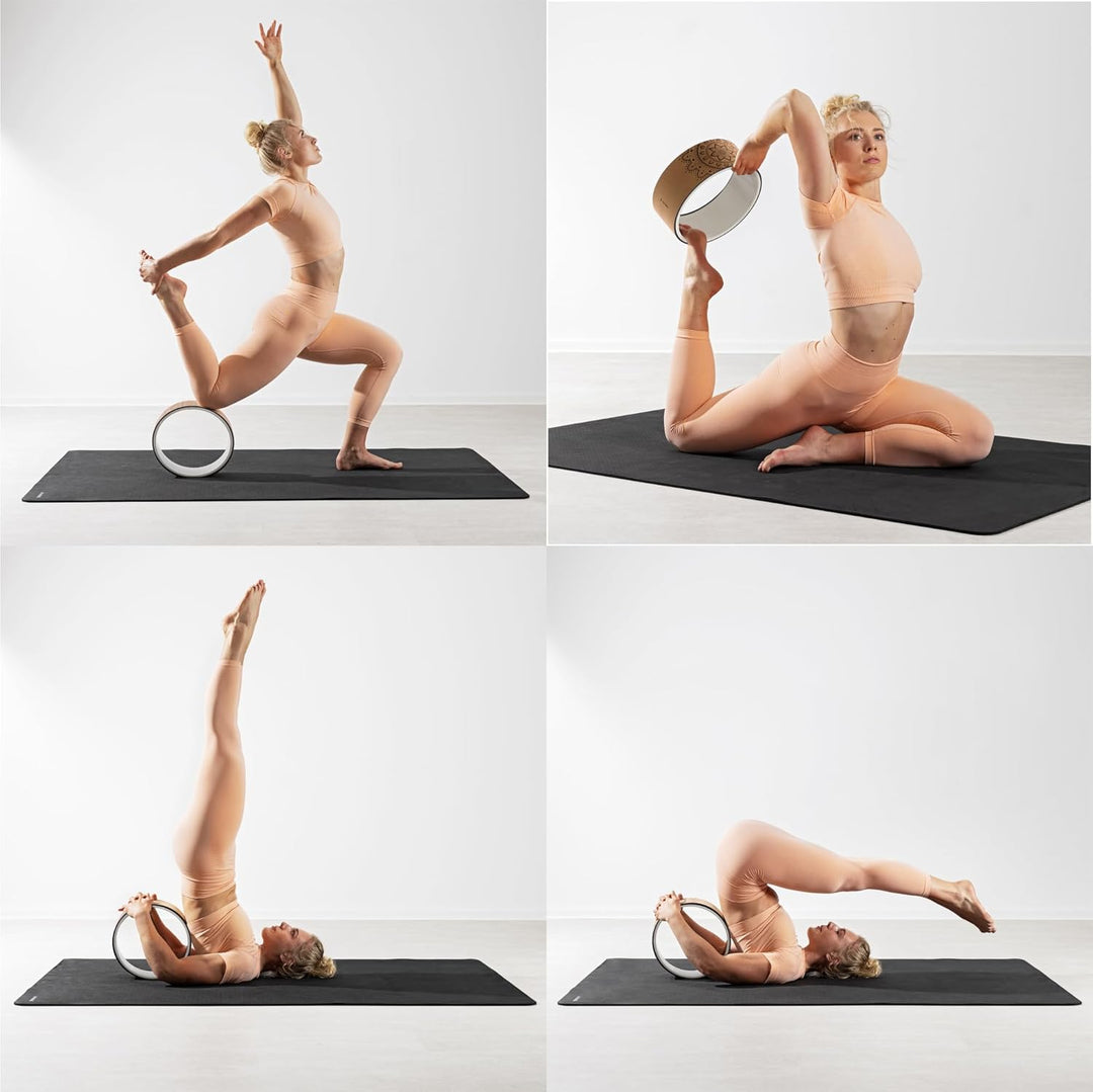 Navaris Yoga Rad Wheel aus Kork - 33 cm Yogarad für Yoga Pilates Gymnastik - Yoga-Stützrad Yoga-Ring