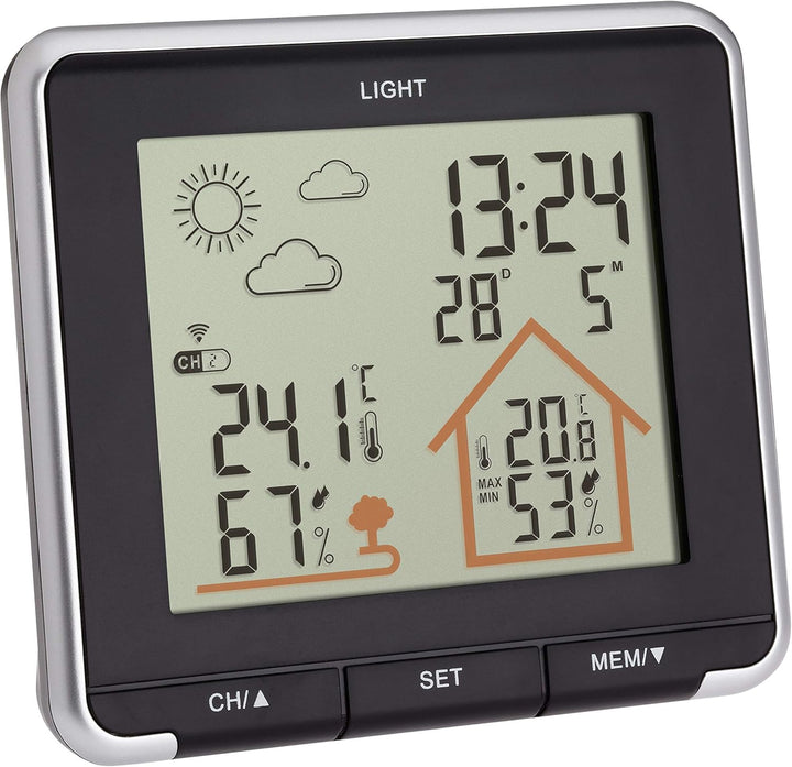 TFA Dostmann Digitale Life, Wetterstation mit Funk, Hintergrundbeleuchtung, Aussen-und Innentemperat