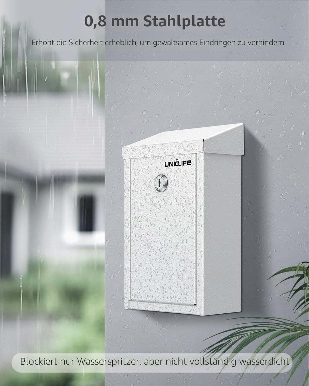 Uniclife Schlüsselkasten für den Aussenbereich, Spendenbox aus Metall in weiss mit Schlüsselschloss,