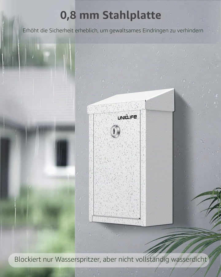 Uniclife Schlüsselkasten für den Aussenbereich, Spendenbox aus Metall in weiss mit Schlüsselschloss,