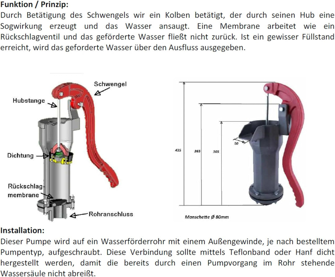 UZMAN 1 bis 2 Zoll Schwengelpumpe Hand-Gartenpumpe Handpumpe Brunnenpumpe Gärtner Gartenpumpen (1 1/