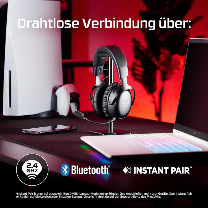 HyperX Cloud III S – Kabelloses Gaming-Headset, Multiplattform, 2,4 GHz, Bluetooth, Akkulaufzeit bis
