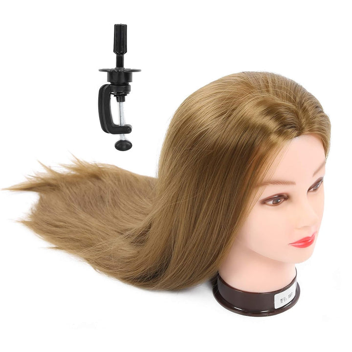 Frisierkopf mit Haaren, Tragbarer 25-Zoll-Übungskopf aus dunkelbraunem Echthaar, Kosmetik-Schaufenst