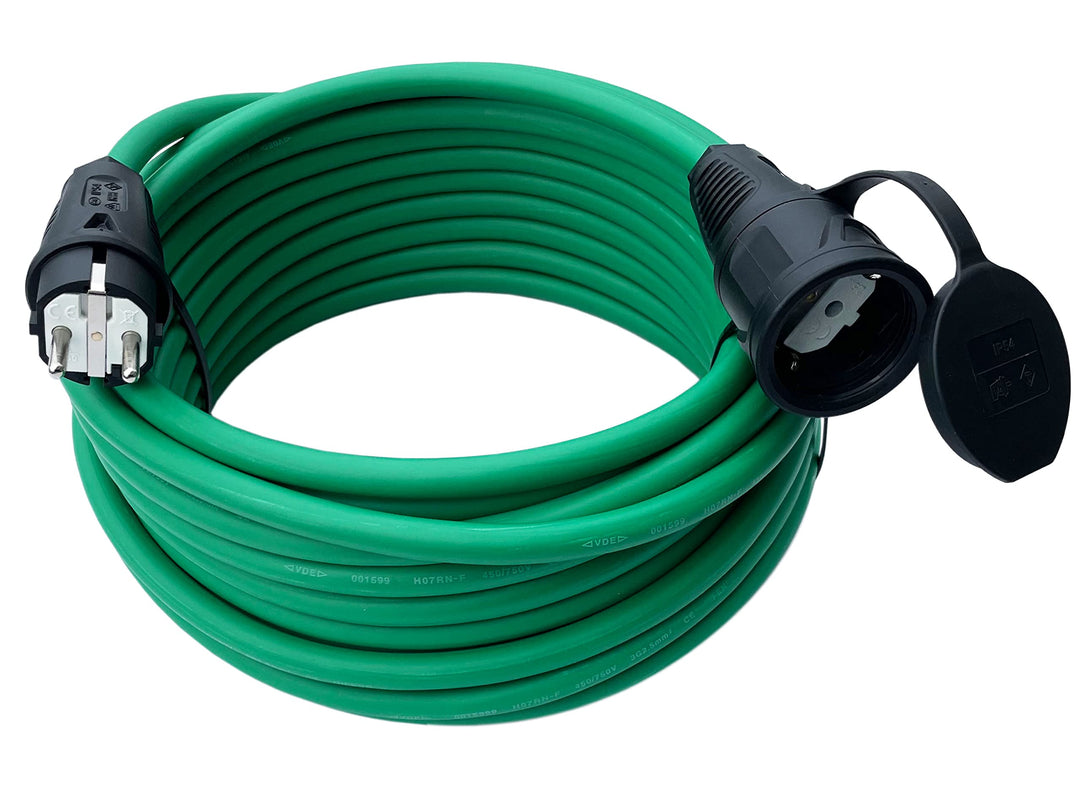 Verlängerungskabel Kabel 230V IP44 H07RN-F 3x2,5mm Gummikabel in GRÜN 30m, 30m
