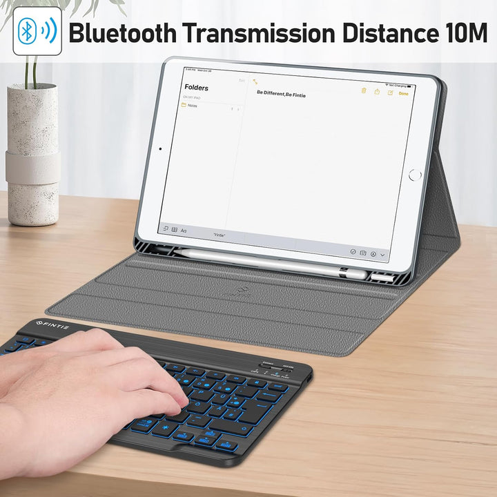 Fintie Hülle mit Tastatur für iPad 9. / 8. / 7. Generation (10.2 Zoll, 2021/2020/2019), Beleuchtete