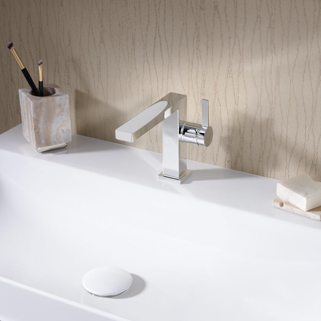 hansgrohe Tecturis E - Waschtischarmatur mit Push-Open Ablauf, energiesparend (CoolStart), Wasserhah
