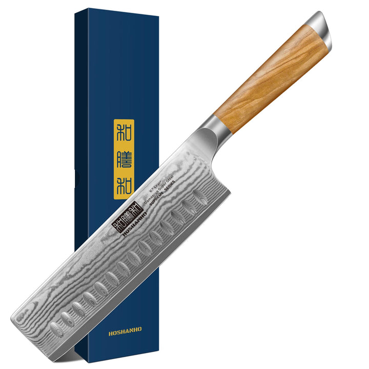 HOSHANHO Damastmesser Kochmesser Nakiri Küchenmesser 16.5cm, Profi 67 Schichten Damaskus Edelstahl C