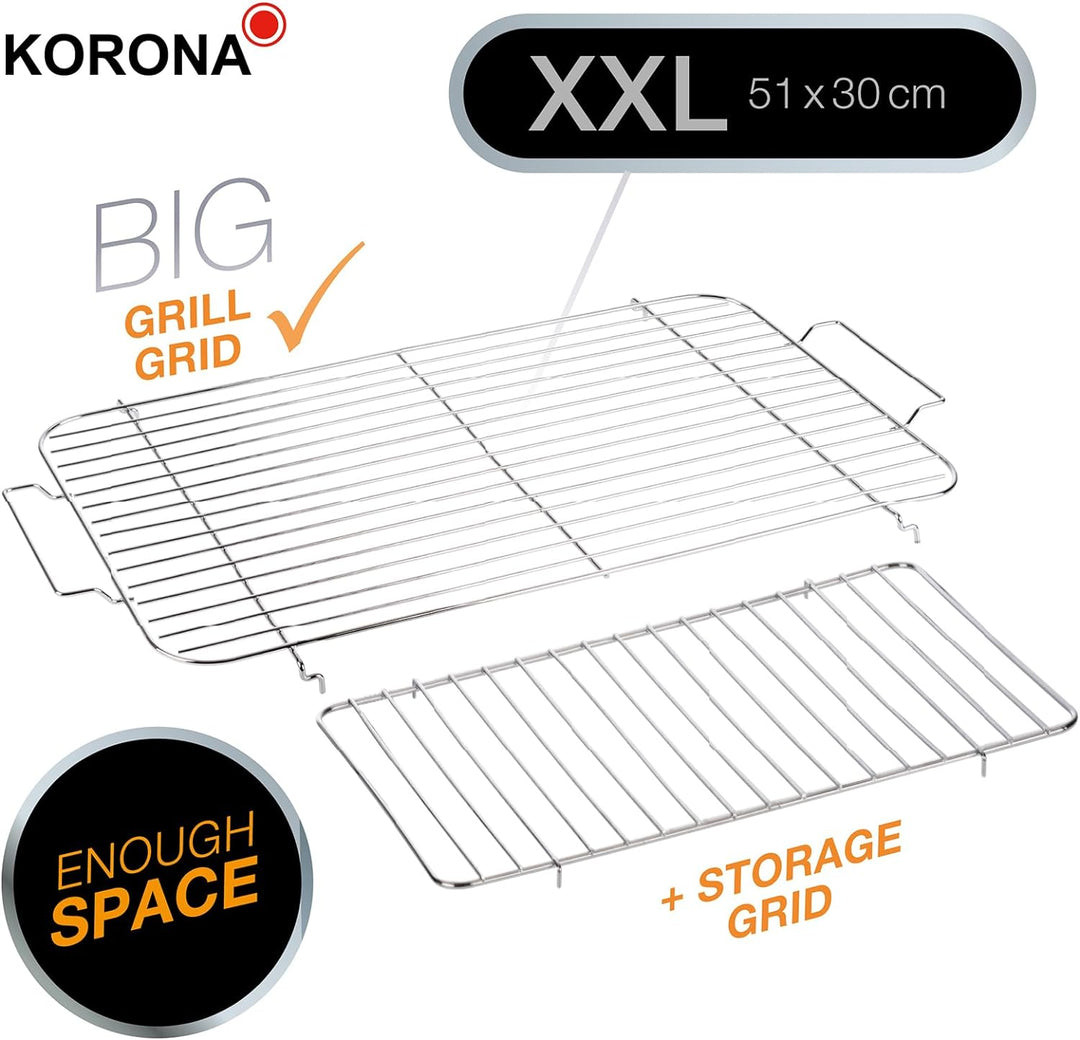Korona 46117 Elektrischer Tischgrill mit XXL-Grillfläche (51 x 30 cm) | Ideal für den Balkon | 2200