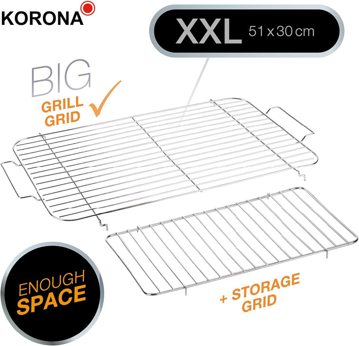 Korona 46117 Elektrischer Tischgrill mit XXL-Grillfläche (51 x 30 cm) | Ideal für den Balkon | 2200