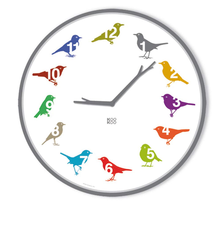 KOOKOO UltraFlat Color, Moderne Singvogeluhr mit 12 heimischen Vogelstimmen, Color