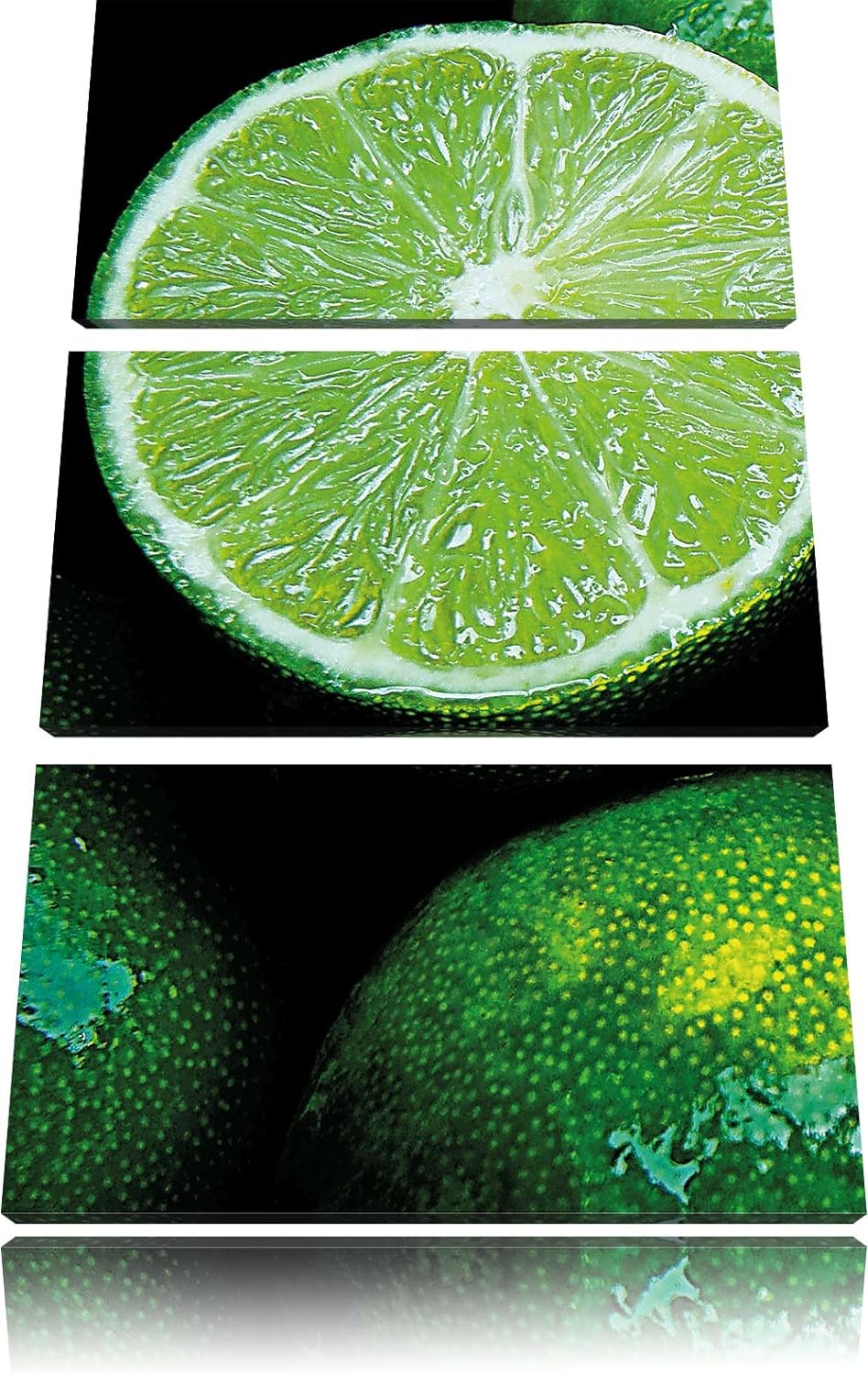 Pixxprint aufgeschnittene Limetten 3-Teiler Leinwandbild 120x80 Bild auf Leinwand