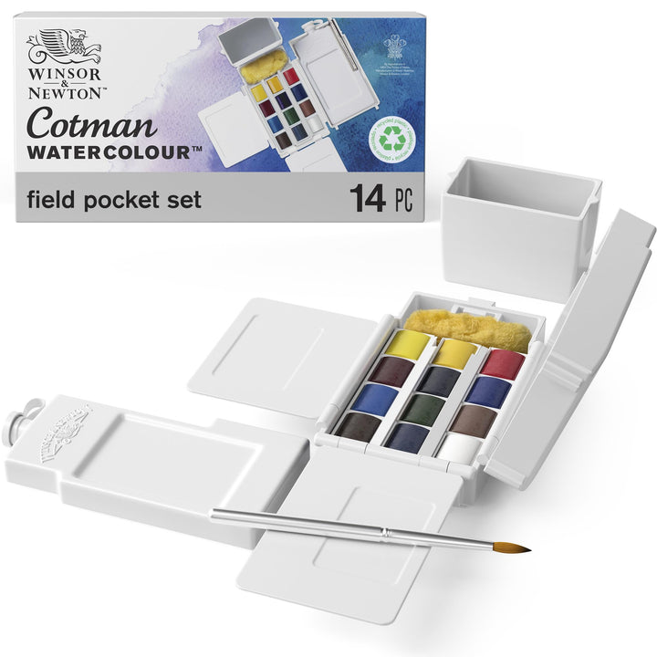 Winsor &amp; Newton 0390639 Cotman Field Box Aquarellfarben Set, lebendige Wasserfarben mit hoher Lichte