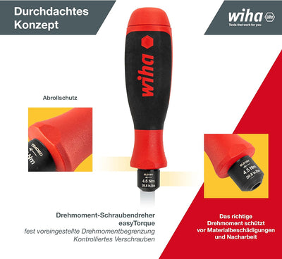 Wiha fest eingesteller Drehmoment Schraubendreher easyTorque (36321) I fix eingestellt I 4,5 Nm, 4,5