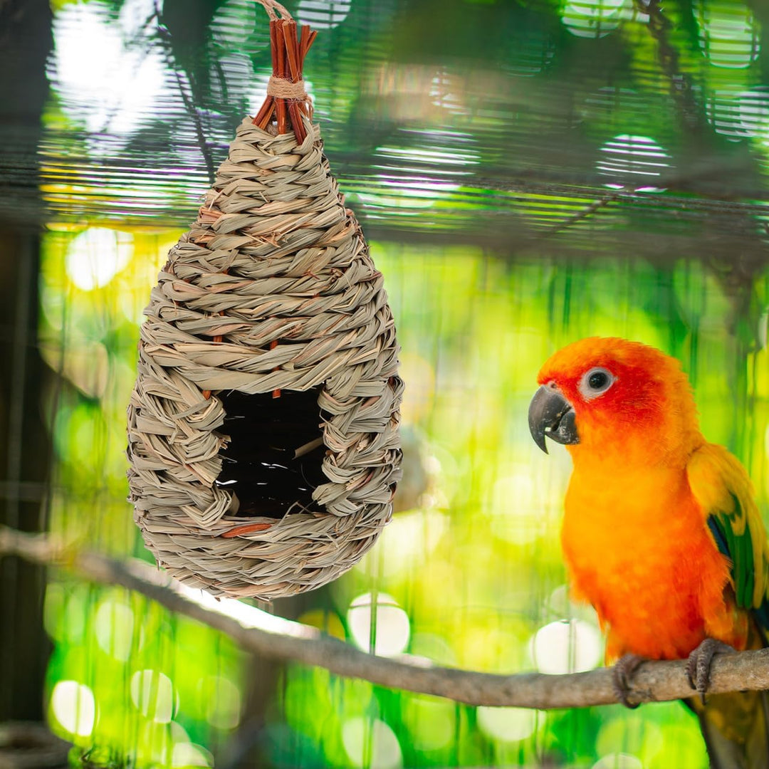 2st Vogelnest Aus Stroh Fenster Vogelnest Vogel Im Freien Meise Strohvogel Papageienspielzeug Vogelh