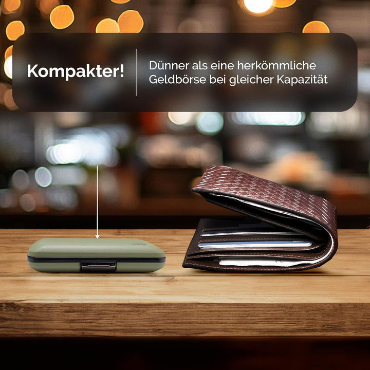 OGON Aluminium Geldbörse Smart Case V2 - Einfache Lagerung - Metallverschluss - Kartenetui mit RFID-