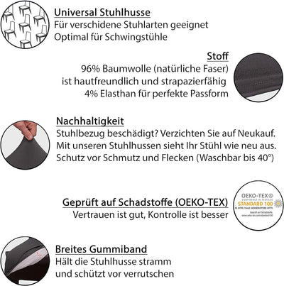 Staboos Stuhlhussen 4er Set - Hohe Elastizität - Stuhlbezug 4er Set - ÖKO TEX Zertifiziert (Hellgrau