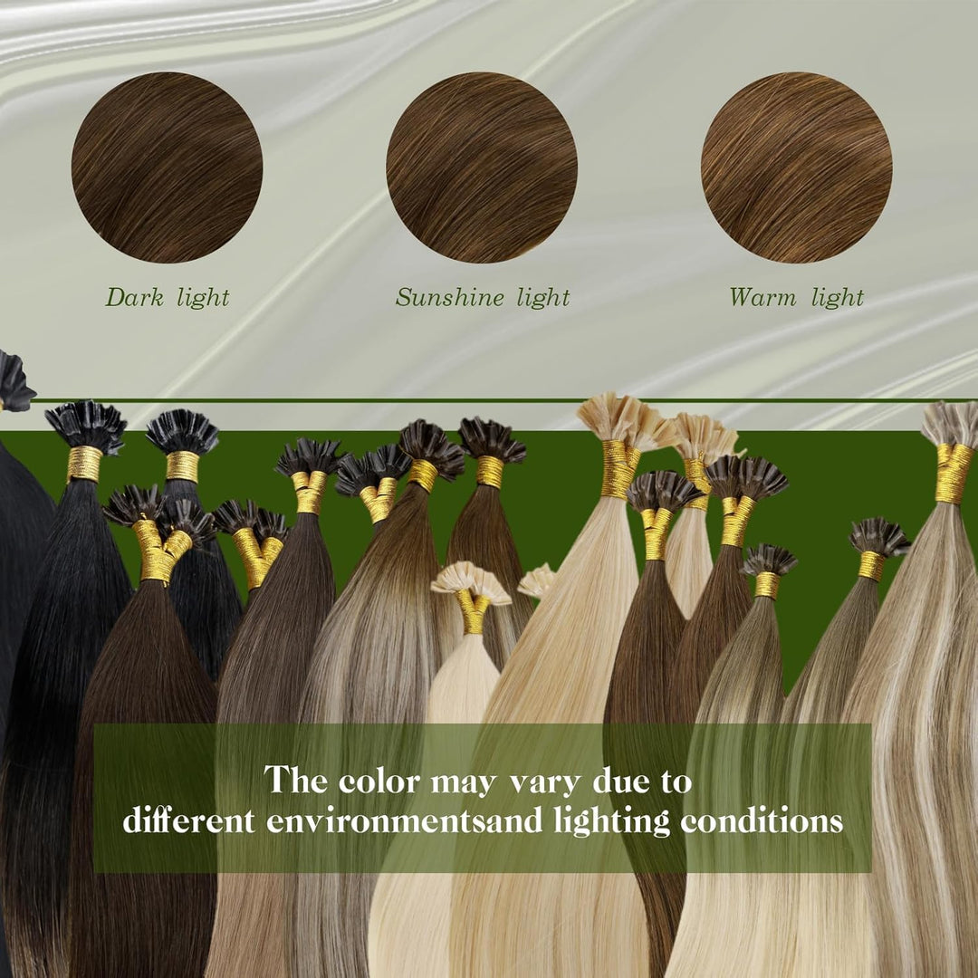 RUNATURE Extensions Bonding Platinblond Pre Bonded Haarverlangerung Echthaar Keratin Bondings 18 Zol