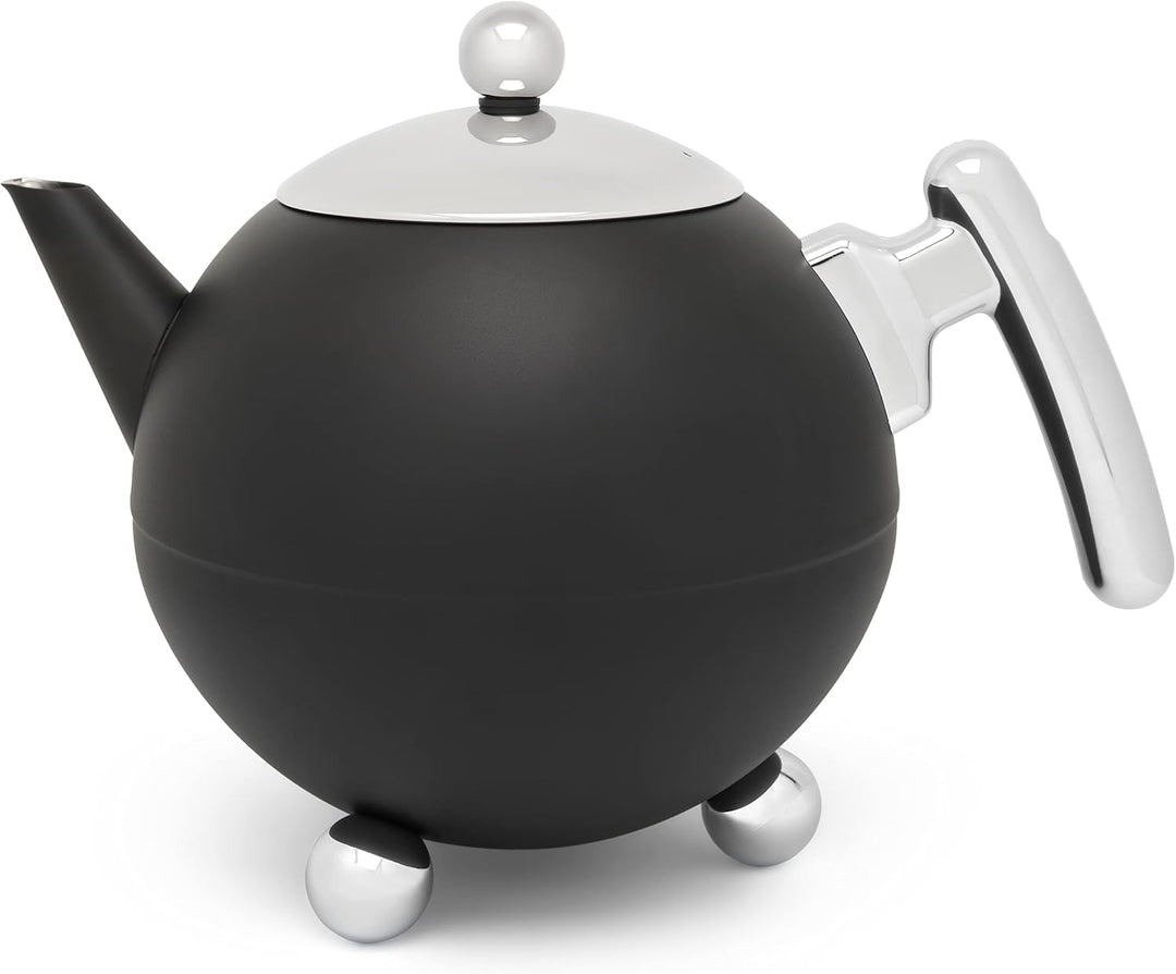 Bredemeijer grosse matt Schwarze bauchige Edelstahl Teekanne 1.2 Liter 1.2 Schwarz, 1.2 Schwarz