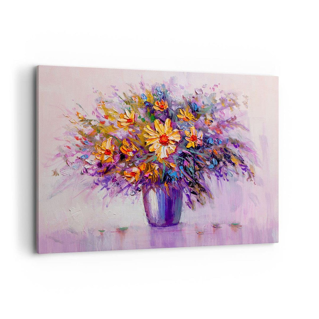 ARTTOR Bilder auf Leinwand 100x70cm Leinwandbild mit Rahmen Blumen Vase Gross Wanddeko Bild Schlafzi