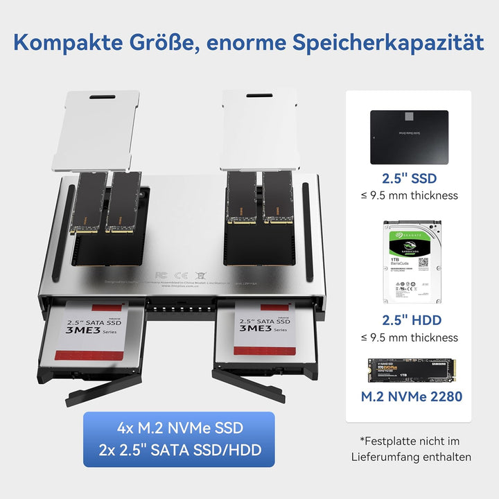 LincStation N1 6-Bay NAS Server - 16GB RAM, 128GB eMMC, 2 Bay x SATA HDD + 4 Bay M.2 NVMe, Intel Cel